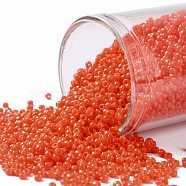 TOHO Round Seed Beads, Japanese Seed Beads, (50) Opaque Sunset Orange, 15/0, 1.5mm, Hole: 0.7mm, about 15000pcs/50g(SEED-XTR15-0050)