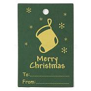 Rectangle Paper Gift Tags, for Christmas, Green, Christmas Socking, 6x4x0.02cm(CDIS-F008-01H)