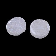 Electroplate Natural Druzy Crystal Cabochons, Flat Round, Dyed, White, 8x3~6mm(G-L047-8mm-05)