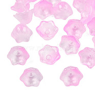 Transparent Two Tone Spray Painted Glass Beads, Flower, Pearl Pink, 7x11.5x11.5mm, Hole: 1.2mm(GLAA-Q089-002B-007)