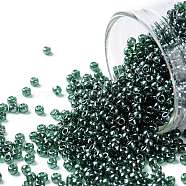 TOHO Round Seed Beads, Japanese Seed Beads, (118) Transparent Luster Green Emerald, 11/0, 2.2mm, Hole: 0.8mm, about 1110pcs/bottle, 10g/bottle(SEED-JPTR11-0118)