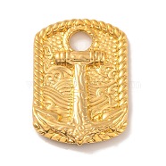 Ion Plating(IP) 304 Stainless Steel Pendants, Rectangle with Anchor Charms, Real 18K Gold Plated, 33.5x23.5x3.5mm, Hole: 5.5mm(STAS-N103-160G)