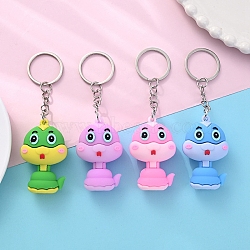 PVC Plastic Keychain, Cartoon Snake, Mixed Color, Pendant: 4.8x3cm(PW-WG98FAF-01)