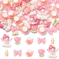 50Pcs 5 Styles Opaque Resin Cabochons, Mixed Shapes, Mixed Color, 13.5~34.5x8~28x5~19.5mm, 10pcs/style(CRES-YW0002-67)