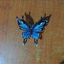 Resin Claw Hair Clips, Hair Accessories for Women & Girls, Butterfly, Dodger Blue, 105x100x40mm(PW-WG0F8BB-02)