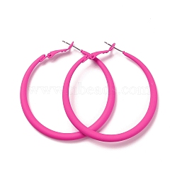 Alloy Big Hoop Earrings for Women, Spray Earrings with 925 Sterling Silver Pin, Hot Pink, 6 Gauge, 50x4mm, Pin: 0.6mm(EJEW-M201-01D)