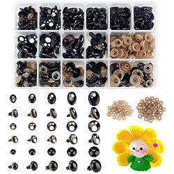 Plastic Safety Eyes, for Doll Making Supplies, Black, 11x9x7mm, Pin: 4mm, 20pcs(DIY-PH0002-38)