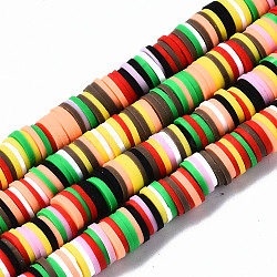Handmade Polymer Clay Beads Strands, for DIY Jewelry Crafts Supplies, Heishi Beads, Disc/Flat Round, Colorful, 8x0.5~1mm, Hole: 2mm, about 350~387pcs/strand, 15.75 inch~16.14 inch(40~41cm)(X-CLAY-R089-8mm-149)