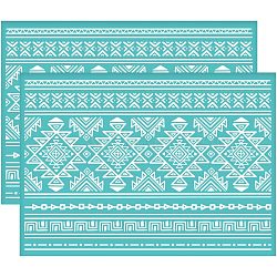 Self-Adhesive Silk Screen Printing Stencil, for Painting on Wood, DIY Decoration T-Shirt Fabric, Turquoise, Tribal Theme Pattern, 195x140mm(DIY-WH0337-063)