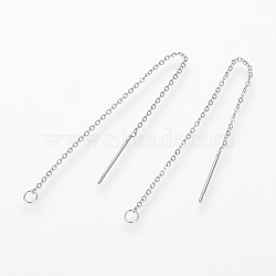 304 Stainless Steel Earring Findings, Ear Threads, Stainless Steel Color, 90~94x1.2mm, Pin: 0.8mm(X-STAS-S070-01)
