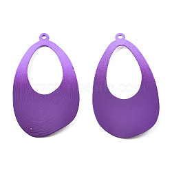 Spray Painted Iron Big Pendants, Teardrop, Purple, 50x29x6.5mm, Hole: 1.6mm(IFIN-N008-027B)