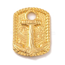 Ion Plating(IP) 304 Stainless Steel Pendants, Rectangle with Anchor Charms, Real 18K Gold Plated, 33.5x23.5x3.5mm, Hole: 5.5mm(STAS-N103-160G)