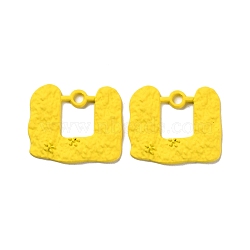 Spray Painted Alloy Pendants, Rectangle, Gold, 20.5x24.5x2.5mm, Hole: 2.2mm(PALLOY-P263-A01)