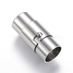 304 Stainless Steel Locking Tube Magnetic Clasps, Column, Stainless Steel Color, 21x10mm, Hole: 8mm(X-STAS-D159-29)