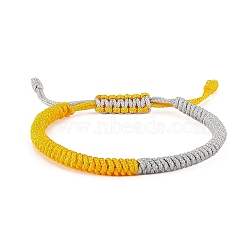 Nylon Threads Braided Bracelet, Adjustable Friendship Cord Bracelet for Women, Yellow, Inner Diameter: 2-1/8~3-1/8 inch(5.5~8cm) (BJEW-SW00058-1)