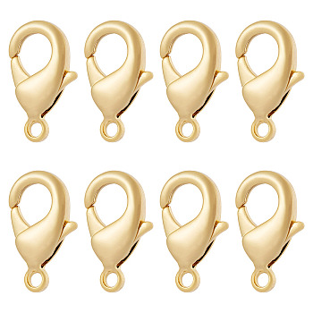 8Pcs Brass Lobster Claw Clasps, for Jewelry Making, Real 18K Gold Plated, 19.5x11.5x4mm, Hole: 2.3mm