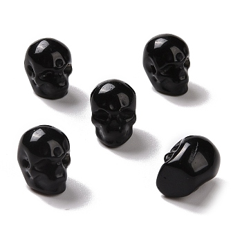 Natural Obsidian Beads, Halloween Skull, 11~11.5x8.5~9x11~11.5mm, Hole: 0.9~1mm