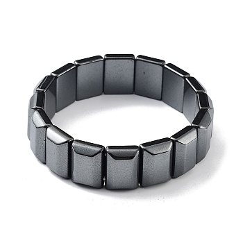 Non-Magnetic Synthetic Hematite Beaded Stretch Bracelets, Tile Bracelet, Rectangle, Inner Diameter: 2-1/4 inch(5.8cm), Bead: 17.5x12mm