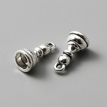Tibetan Style Alloy Pendants, 3D Chess Piece Charms, Antique Silver, Pawn, 15x7.5mm, Hole: 1.4mm