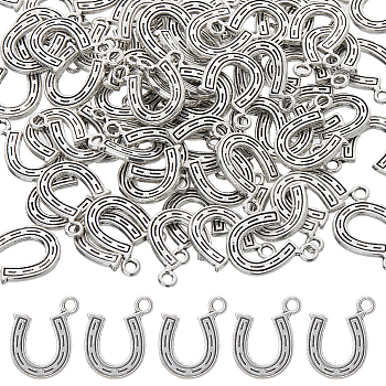 120Pcs Tibetan Style Alloy Pendants, Horseshoe, Antique Silver, 14x12x2mm, Hole: 1.5mm