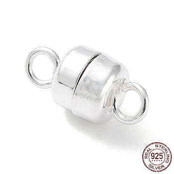925 Sterling Silver Magnetic Clasps, Column, Silver, 10.5x5x5mm, Hole: 1.8mm