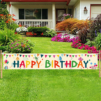 Polyester Hanging Banners Children Birthday, Birthday Party Idea Sign Supplies, Happy Birthday, Yellow, 300x50cm