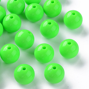 Opaque Acrylic Beads, Round, Lime, 16x15mm, Hole: 2.8mm, about 220pcs/500g