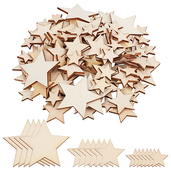 Wood Cabochons, Star, BurlyWood, 20~50x20~50x3mm