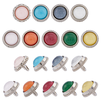 SUPERFINDINGS 45Pcs 9 Colors 1-Hole Alloy Shank Buttons, with Resin, Half Round, Platinum, Mixed Color, 11x10mm, Hole: 2.5mm, 5pcs/color