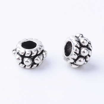 Tibetan Style Alloy Spacer Beads, Rondelle, Cadmium Free & Nickel Free & Lead Free, Antique Silver, 5x3mm, Hole: 2mm