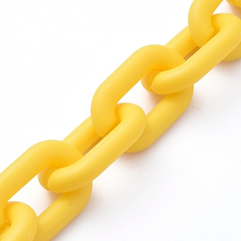 Handmade Acrylic Cable Chains, Oval, for Jewelry Making, Yellow, 31x19.5x5.5mm, 39.37 inch(1m)/strand