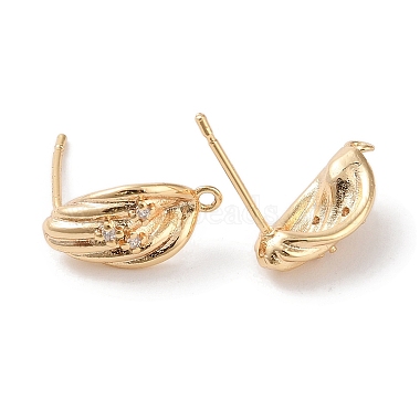 Brass with Clear Cubic Zirconia Stud Earring Findings(KK-G491-57C-G)-2