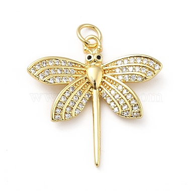 Real 18K Gold Plated Clear Dragonfly Brass+Cubic Zirconia Pendants