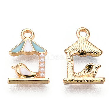 Light Gold LightBlue Umbrella Alloy+Enamel Charms