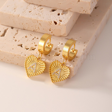 Clear Heart Brass Earrings