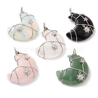 Platinum Mixed Color Moon Mixed Stone Pendants