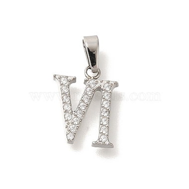 Stainless Steel Color Clear Number Stainless Steel+Cubic Zirconia Pendants