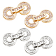 Elite 4 Sets 2 Colors Brass Pave Clear Cubic Zirconia Fold Over Clasps(KK-PH0005-46)-1