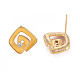 Brass Micro Pave Clear Cubic Zirconia Stud Earring Findings with Enamel(KK-S356-624G-NF)-4