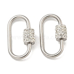 304 Stainless Steel Screw Carabiner Lock Charms, for Necklaces Making, Quick Links, with Polymer Clay Rhinestone, Oval, 26x13x2mm(STAS-C092-02A-P)