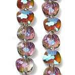 Electroplate Transparent Glass Beads, Apple, Faceted, Half Plated, Dark Orchid, 7x10x5mm, Hole: 0.9mm, about 49~50pcs/strand, 17.87~18.74''(45.4~47.6cm)(EGLA-H112-03HR-01)