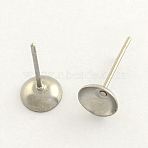 Tarnish Resistant 304 Stainless Steel Post Stud Earring Findings, Stainless Steel Color, 8mm, pin: 0.8mm(STAS-R063-51)