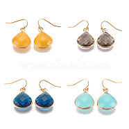 Brass Dangle Earrings, with Glass, Drop, Golden, Mixed Color, 31mm, Pin: 0.7mm(EJEW-O083-02G)