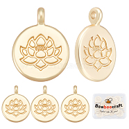 Tibetan Style Alloy Pendants, Flat Round with Lotus, Matte Gold Color, 20x15x4.5mm, Hole: 1.5mm, 20pcs/box(FIND-BBC0001-11)