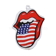 Independence Day Acrylic Pendants, American Flag, Lip, 42x30x2mm, Hole: 1.4mm(OACR-O007-05F)