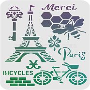 Large Plastic Reusable Drawing Painting Stencils Templates, for Painting on Scrapbook Fabric Tiles Floor Furniture Wood, Rectangle, Eiffel Tower Pattern, 297x210mm(DIY-WH0202-034)