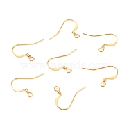 Brass Earring Hooks, with Horizontal Loop, Long-Lasting Plated, Real 18K Gold Plated, 17x22.5x0.7mm, Hole: 2mm, 21 Gauge, Pin: 0.7mm(KK-F824-015B-G)