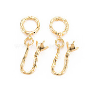 Rack Plating Brass Peg Bails Pendants, for Half Drilled Bead, with Jump Rings, Nickel Free, Ring, Real 18K Gold Plated, 28.5mm, Pin: 0.8mm(KK-N233-180)
