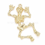 Halloween Alloy Pendants, Skeleton, Light Gold, 49x27x3.5mm, Hole: 2mm(FIND-B007-01LG)