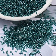 MIYUKI Delica Beads, Cylinder, Japanese Seed Beads, 11/0, (DB1769) Sparkling Aqua Green Lined Teal AB, 1.3x1.6mm, Hole: 0.8mm, about 20000pcs/bag, 100g/bag(SEED-J020-DB1769)